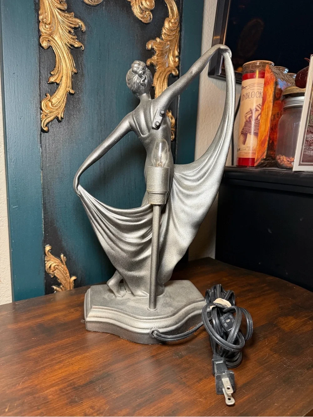 Vintage Apollo Art Deco Style Dancing Lady Figural Lamp
